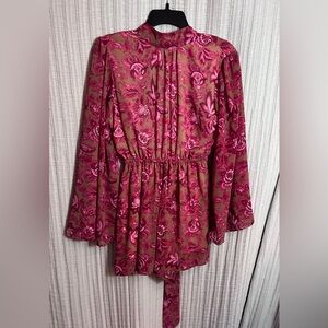 Floral Pink Backless Romper